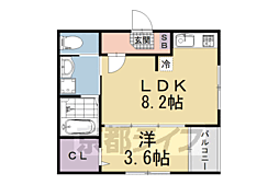 京阪本線 淀駅 徒歩5分の賃貸アパート 1階1LDKの間取り