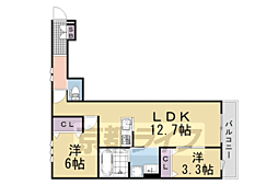 ＹＯＵＲＭＡＩＳＯＮ宝 1階2LDKの間取り