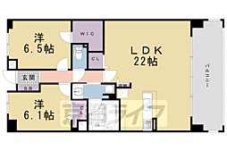パデシオン京都七条ミッドパーク 4階2LDKの間取り