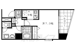 阪急京都本線 西院駅 徒歩13分の賃貸マンション 2階1Kの間取り