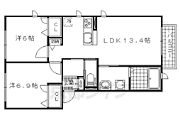 ピュアシャルム 2LDKの間取図画像