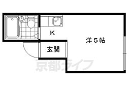 川田道ハイツ 1Kの間取図画像