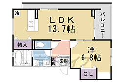 プレミール京都 1LDKの間取図画像