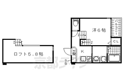 アンビエンテHarmonyTerrace 1Kの間取図画像