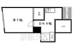 北白川ハイツ京2 1Kの間取図画像