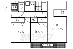 エーデルコート北泉 2LDKの間取図画像