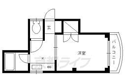 シャトレ一条 1Kの間取図画像