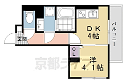 京都市北区大宮東小野堀町アパート 1DKの間取図画像
