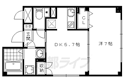 コンフォーレ御陵 1DKの間取図画像
