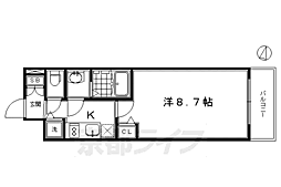 プレサンス京都鴨川 1Kの間取図画像