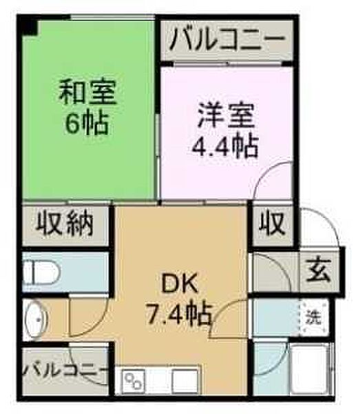 メゾン日経 ｜広島県福山市松浜町1丁目(賃貸マンション2DK・2階・54.10㎡)の写真 その4