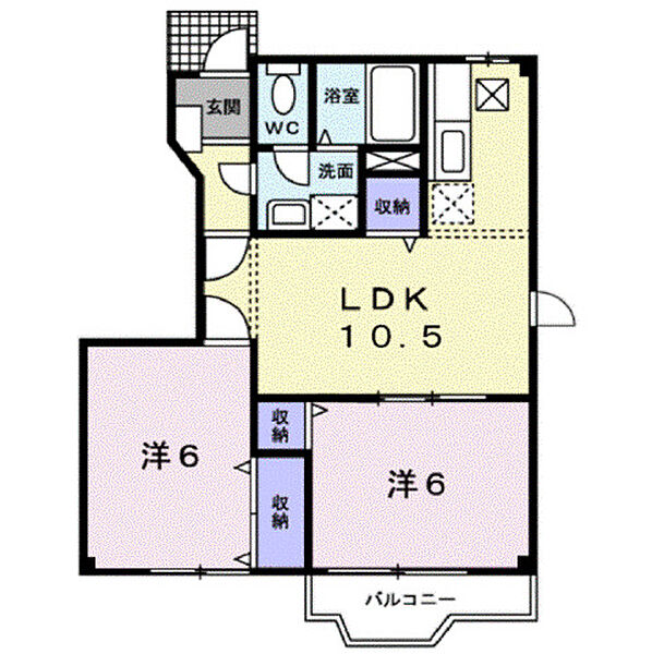 ソレアード ｜広島県福山市伊勢丘8丁目(賃貸アパート2LDK・1階・51.79㎡)の写真 その2