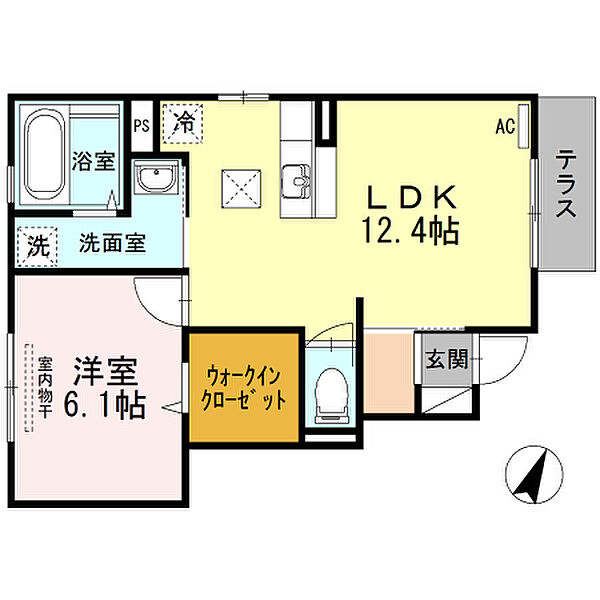 アベニュー山手 ｜広島県福山市山手町5丁目(賃貸アパート1LDK・1階・45.21㎡)の写真 その2