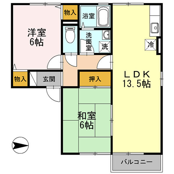 ローズガーデン ｜広島県福山市新涯町1丁目(賃貸アパート2LDK・2階・57.98㎡)の写真 その2