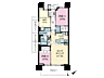 間取り：2LDK+S（納戸）、専有面積69.16m2、バルコニー面積14.39m2