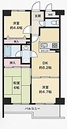 シャルマンコーポ寺田町 3LDKの間取図画像