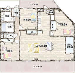 サンライフ服部 3LDKの間取図画像