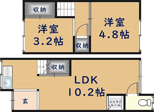 東本町賃貸一戸建て ｜大阪府八尾市東本町1丁目(賃貸一戸建2LDK・1階・39.63㎡)の写真 その2