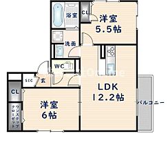 サンクス　ウィズダム  ｜ 大阪府八尾市恩智中町3丁目（賃貸アパート2LDK・1階・55.08㎡） その2