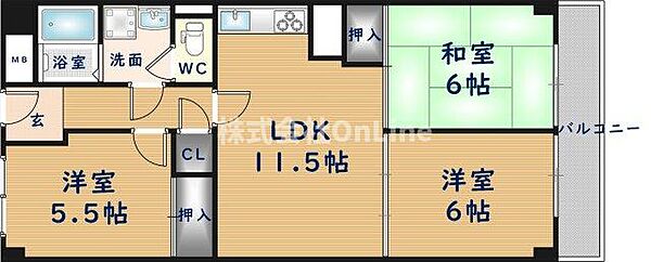 久宝寺グリーンマンション ｜大阪府八尾市北久宝寺1丁目(賃貸マンション3LDK・5階・64.80㎡)の写真 その2