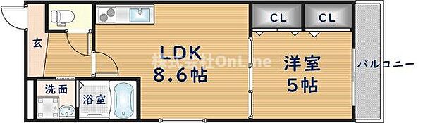 リバーサイド東久宝寺十番館 ｜大阪府八尾市東久宝寺2丁目(賃貸アパート1LDK・2階・35.00㎡)の写真 その2