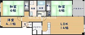 八尾南ハウスB棟  ｜ 大阪府八尾市若林町3丁目（賃貸マンション3LDK・3階・71.94㎡） その2