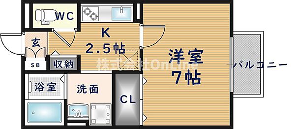 サンクレール志紀 ｜大阪府八尾市八尾木6丁目(賃貸アパート1K・2階・26.33㎡)の写真 その2