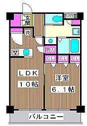 アンソレイユ氷川台 4階1LDKの間取り