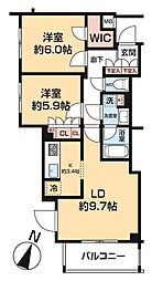 アルコバレーノハスネワン 2LDKの間取図画像