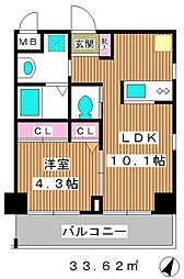 プレデパルク3 1LDKの間取図画像