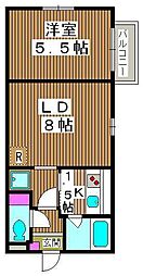 ルマーJ 1LDKの間取図画像