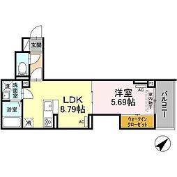 D-Style氷川台 1LDKの間取図画像