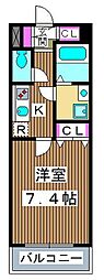 サングレース赤塚A 1Kの間取図画像