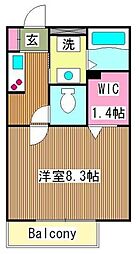 カーサソシエゴ 1Kの間取図画像