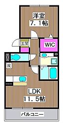 パルコート2 1LDKの間取図画像