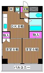 パークサイドヴィラ 2DKの間取図画像