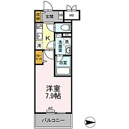 響 1Kの間取図画像