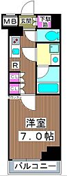 KDXレジデンス中板橋 1Kの間取図画像