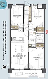 藤和奈多ハイタウン 3LDKの間取図画像