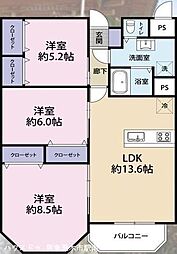 ホワイトハウス穂積 3LDKの間取図画像