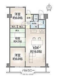 阪急東茨木白川高層住宅5号棟 3LDKの間取図画像
