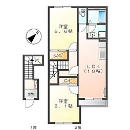 フェリース・プラッサ 2LDKの間取図画像