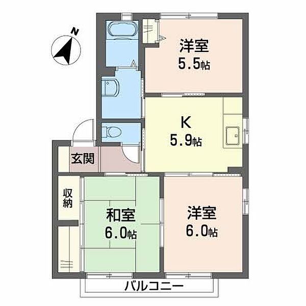 兵庫県姫路市梅ケ谷町(賃貸アパート3DK・2階・52.54㎡)の写真 その2