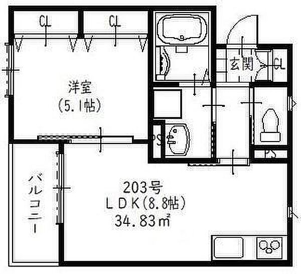 兵庫県尼崎市神田中通８丁目(賃貸アパート1LDK・2階・34.83㎡)の写真 その2