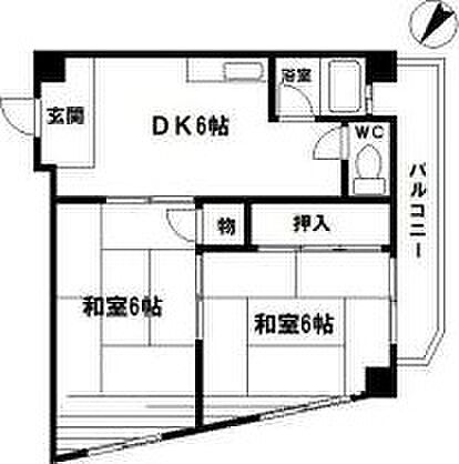 大阪府豊中市山ノ上町(賃貸マンション2DK・4階・34.00㎡)の写真 その2