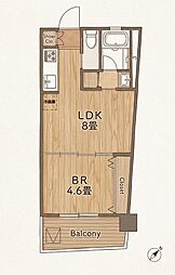 第22宮庭マンション 1LDKの間取図画像