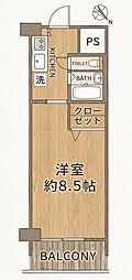 カーサ相生A号館 1Kの間取図画像