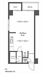 カーサ第二渋谷 1Kの間取図画像