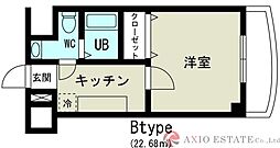 ノルデンハイムリバーサイド十三 8階1Kの間取り