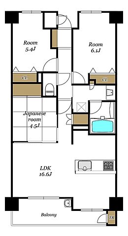間取り サンリヤン愛宕1丁目レジオン 3階/-
